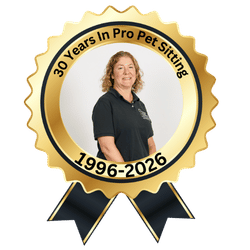30 years in pet sitting badge gina
