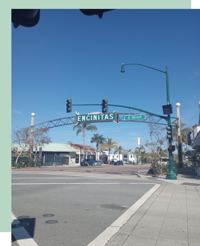 Encinitas Road sign dog walking pet sitting Gina